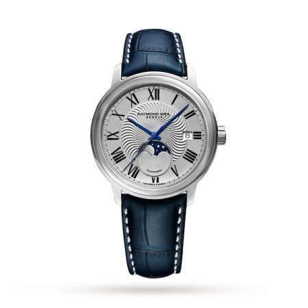 Maestro Moon Phase Blue Leather Watch 40mm