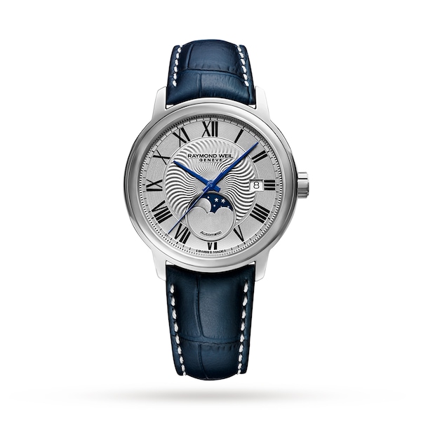 Maestro Moon Phase Blue Leather Watch 40mm