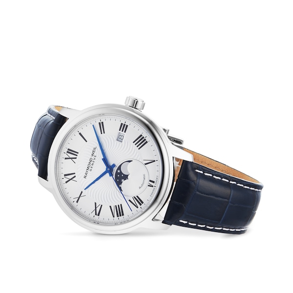Maestro Moon Phase Blue Leather Watch 40mm - Image 4
