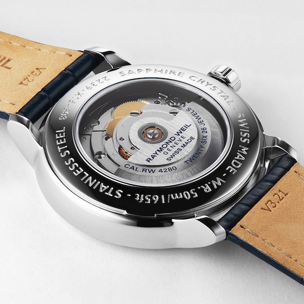 Maestro Moon Phase Blue Leather Watch 40mm - Image 6