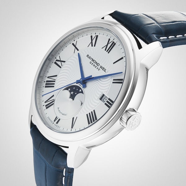 Maestro Moon Phase Blue Leather Watch 40mm - Image 7