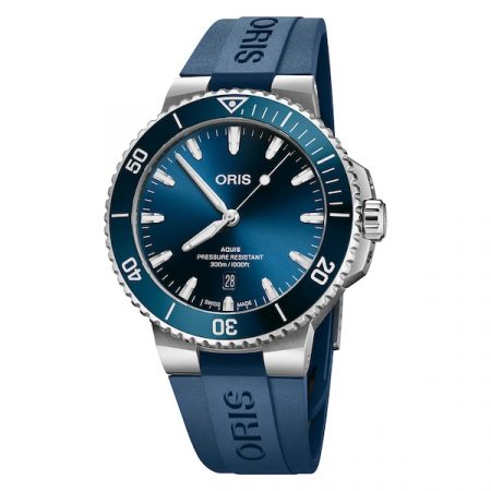 Aquis Date 43.5mm Blue Strap Mens Watch
