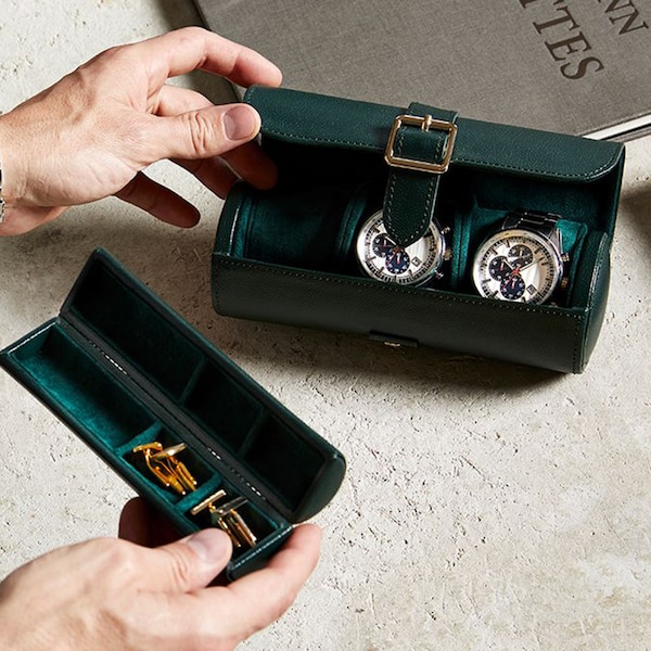 British Racing Green Triple Watch Roll - Image 4